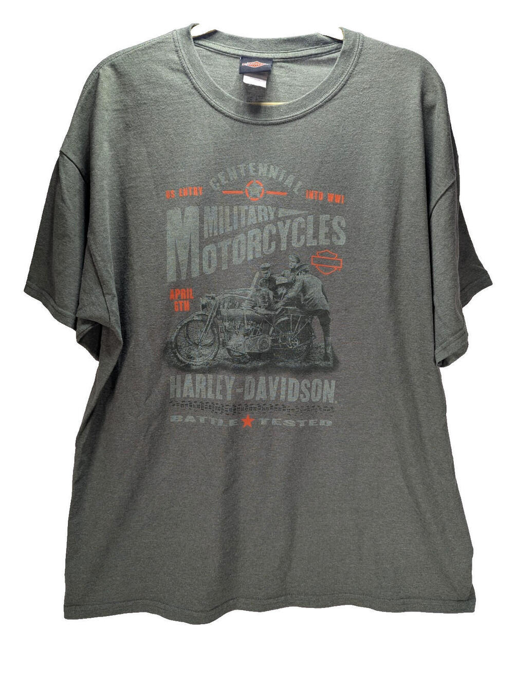Harley Davidson T Shirt Mens Sz XL Centennial Military Motorcycle Green